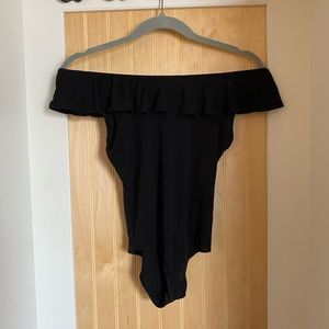 black off the shoulder body suite